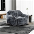 Pemberly Row Blue Faux Fur Bean Bag with Shredded Memory Foam