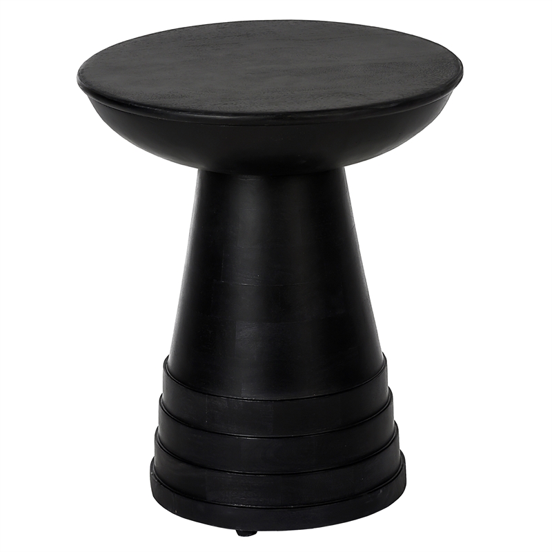 Pemberly Row 16-inch Black Wood Round End Table Compact Design
