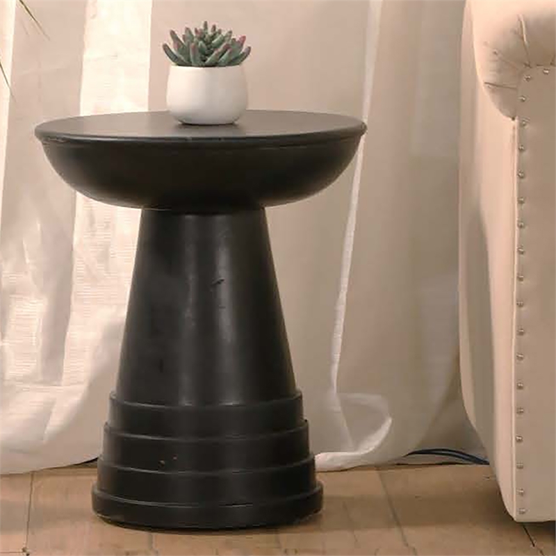Pemberly Row 16-inch Black Wood Round End Table Compact Design