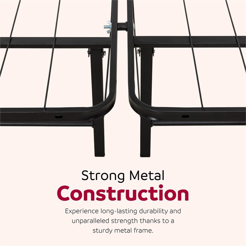 Pemberly Row Cal King Mattress Foundation Bed Feame in Black Steel