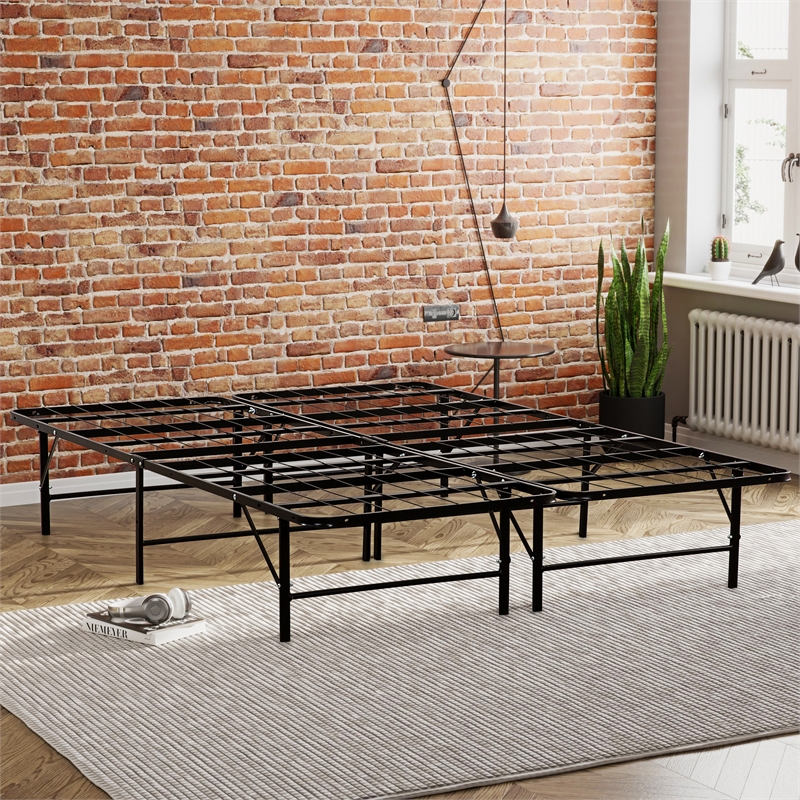 Pemberly Row King Mattress Foundation Bed Feame in Black Steel
