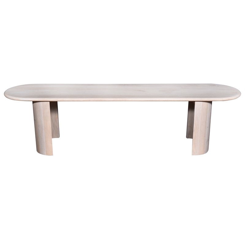 Pemberly Row Contemporary 70-inch White Mango Wood Dining Bench Rustic