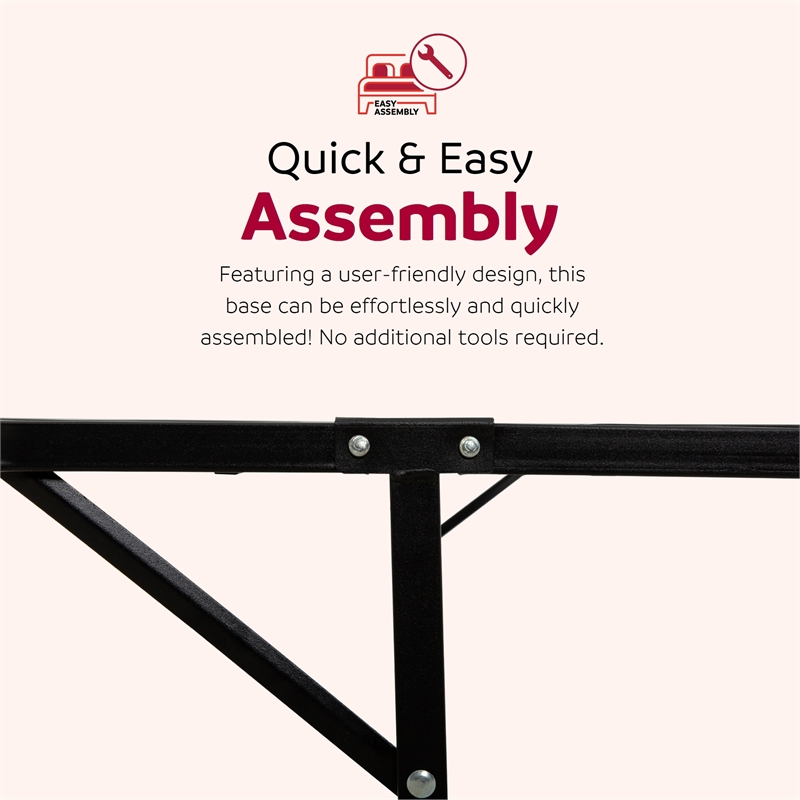 Pemberly Row Twin Mattress Foundation Bed Feame in Black Steel