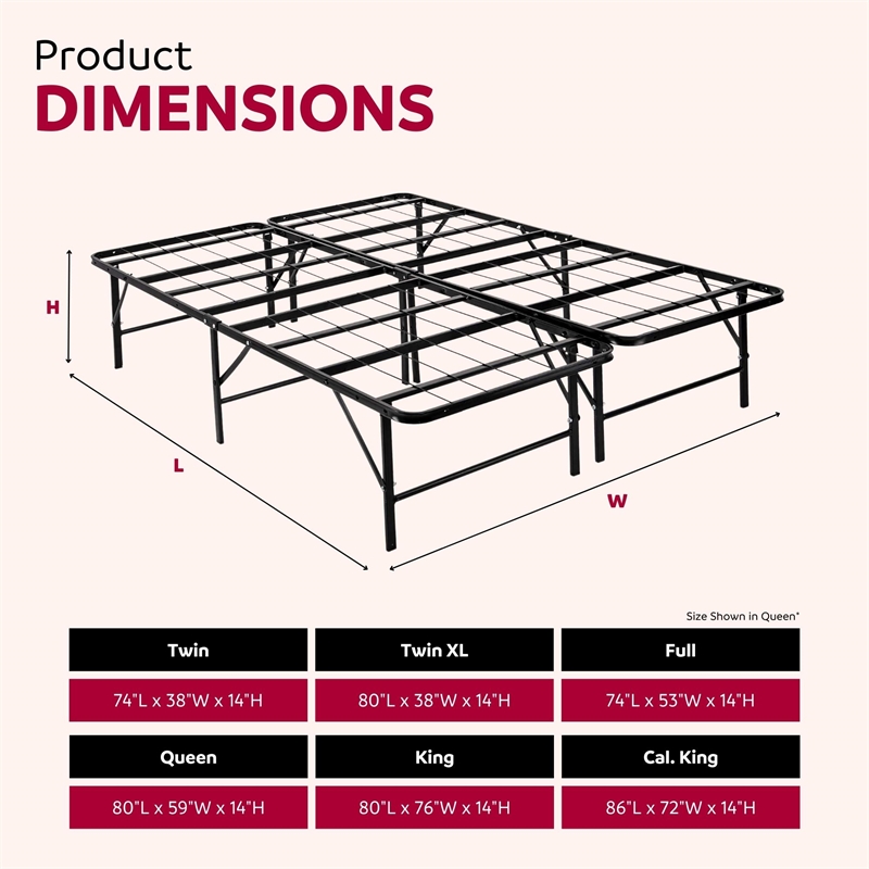 Pemberly Row Twin Mattress Foundation Bed Feame in Black Steel
