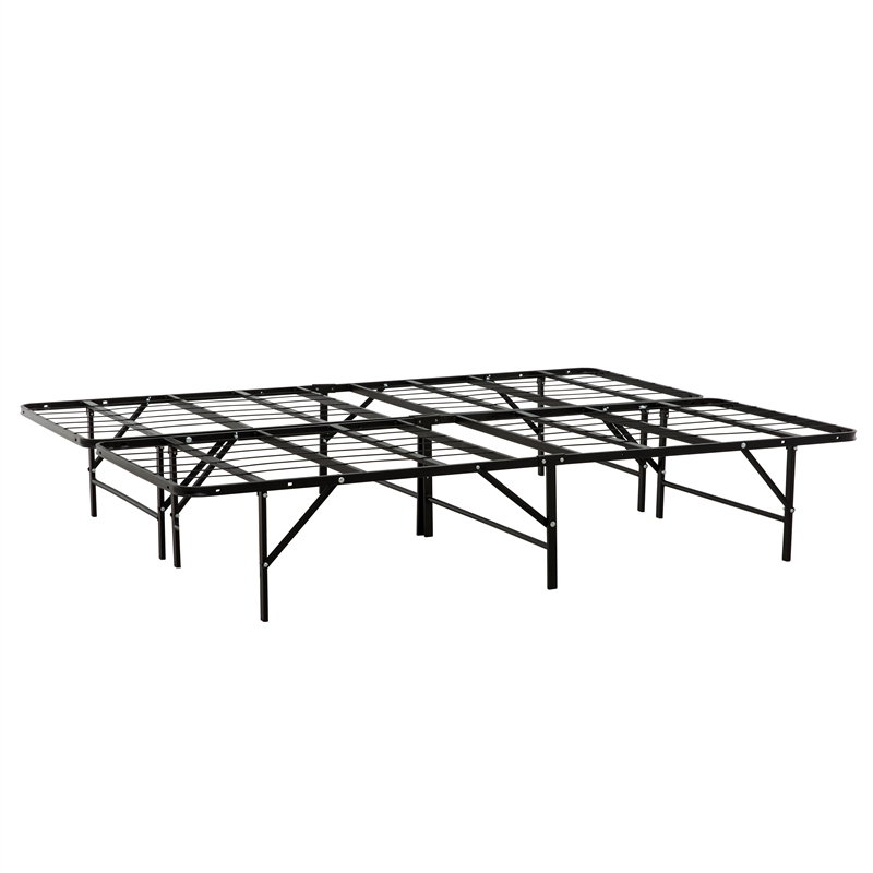 Pemberly Row Twin XL Mattress Foundation Bed Feame in Black Steel