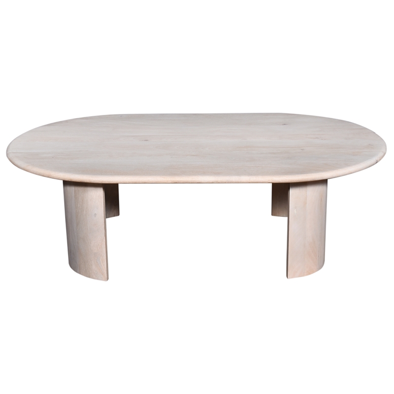 Pemberly Row Contemporary 58-inch Wood Oval Coffee Table in Oak White
