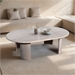 Pemberly Row Contemporary 58-inch Wood Oval Coffee Table in Oak White
