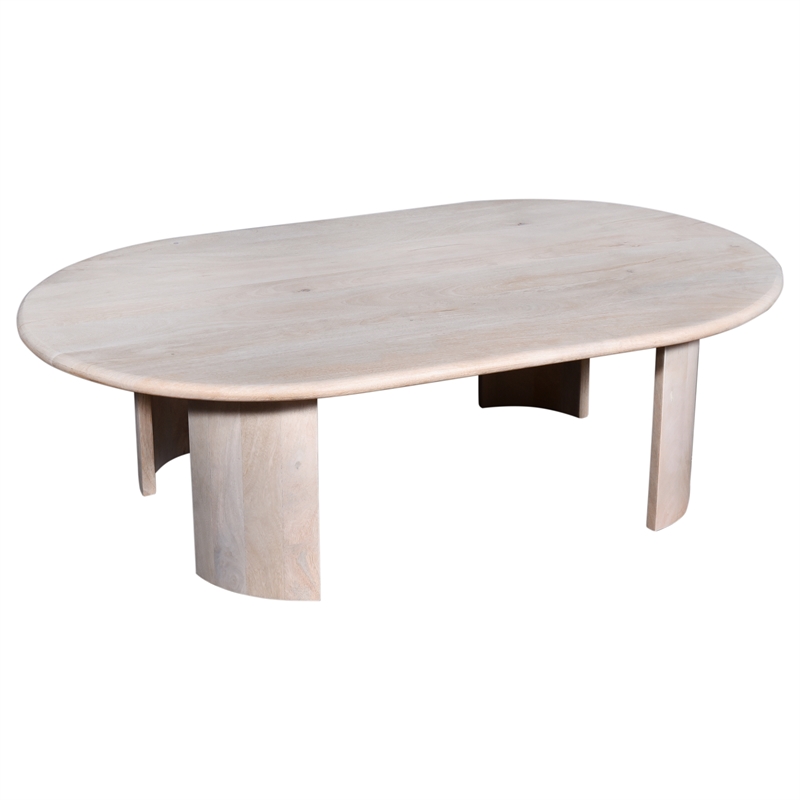 Pemberly Row Contemporary 58-inch Wood Oval Coffee Table in Oak White