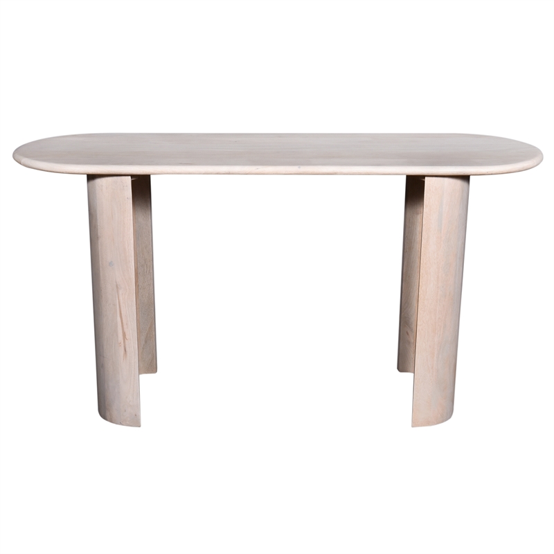 Pemberly Row Contemporary 61-inch White Wood Console Table in Natural