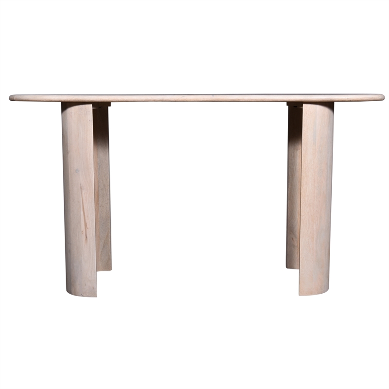 Pemberly Row Contemporary 61-inch White Wood Console Table in Natural