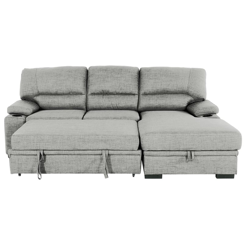 Pemberly Row Contemporary 93-inch Gray 2-Piece Sleeper Sofa with Storage