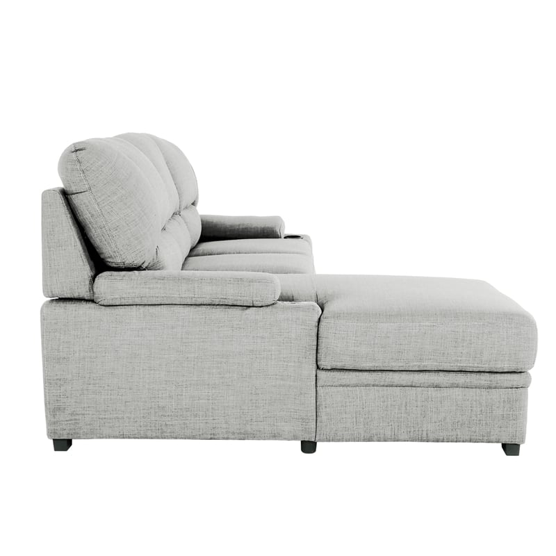 Pemberly Row Contemporary 93-inch Gray 2-Piece Sleeper Sofa with Storage