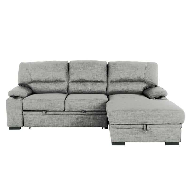 Pemberly Row Contemporary 93-inch Gray 2-Piece Sleeper Sofa with Storage