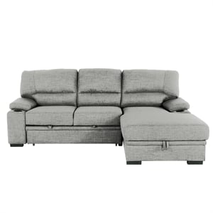 Pemberly Row Contemporary 93-inch Gray 2-Piece Sleeper Sofa with Storage