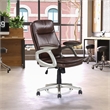 Pemberly Row Brown Faux Leather Mid Back Swivel Office Chair