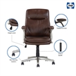 Pemberly Row Brown Faux Leather Mid Back Swivel Office Chair
