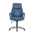 Pemberly Row Blue Faux Leather Office Chair with Memory Foam