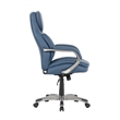 Pemberly Row Blue Faux Leather Office Chair with Memory Foam