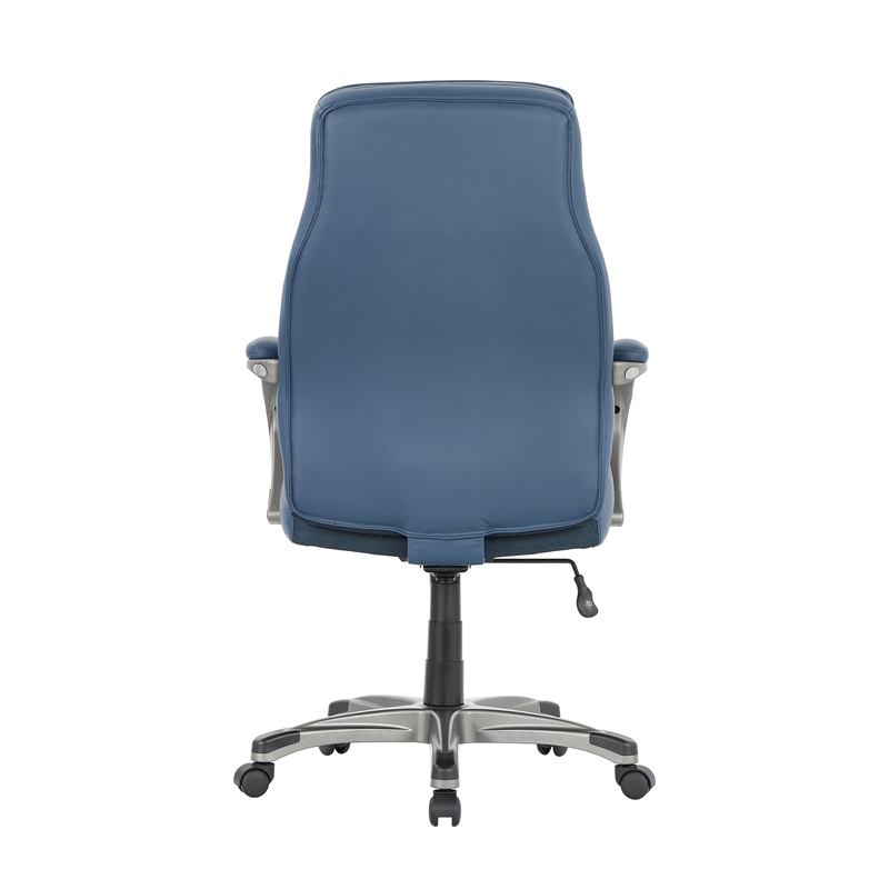 Pemberly Row Blue Faux Leather Office Chair with Memory Foam