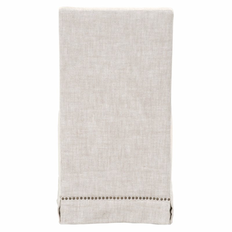 Pemberly Row Upholstered Fabric Dining Chair With Nail Heads in Beige (Set of 2)