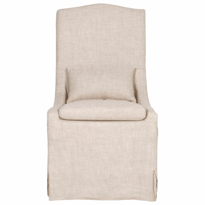 Pemberly Row Linen Slip Cover Dining Chair in Beige (Set of 2)