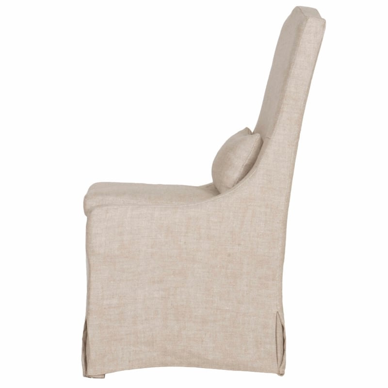 Pemberly Row Linen Slip Cover Dining Chair in Beige (Set of 2)