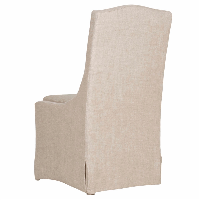Pemberly Row Linen Slip Cover Dining Chair in Beige (Set of 2)