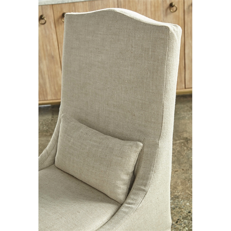 Pemberly Row Linen Slip Cover Dining Chair in Beige (Set of 2)