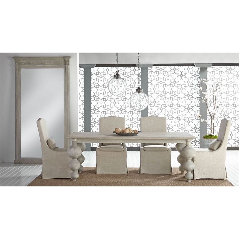 Pemberly Row Linen Slip Cover Dining Chair in Beige (Set of 2)