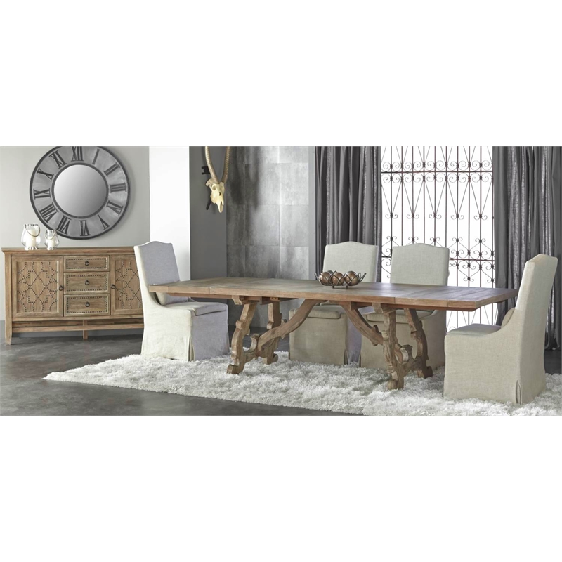 Pemberly Row Linen Slip Cover Dining Chair in Beige (Set of 2)