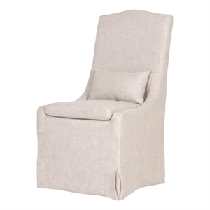 Pemberly Row Linen Slip Cover Dining Chair in Beige (Set of 2)