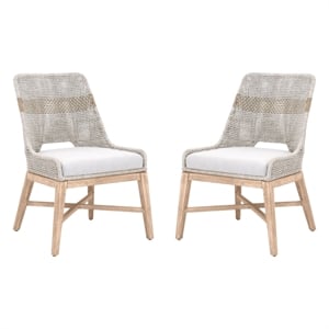 Pemberly Row 18.5&quot Rope Weave Fabric Dining Chair in Gray (Set of 2)