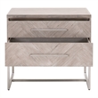 Pemberly Row 2-Drawer Wood Nightstand With Herringbone Design in Gray