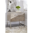 Pemberly Row 2-Drawer Wood Nightstand With Herringbone Design in Gray