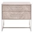 Pemberly Row 2-Drawer Wood Nightstand With Herringbone Design in Gray