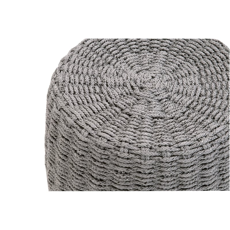 Pemberly Row Contemporary Barrel-Shaped Fabric Rope Accent Table in Gray