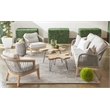 Pemberly Row Contemporary Barrel-Shaped Fabric Rope Accent Table in Gray