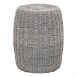 Pemberly Row Contemporary Barrel-Shaped Fabric Rope Accent Table in Gray
