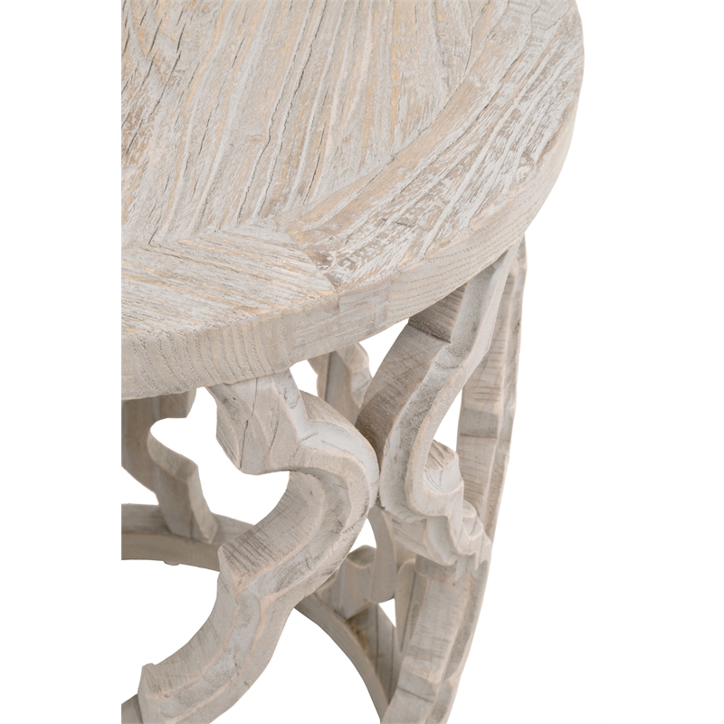 Pemberly Row Contemporary Reclaimed Elm Wood End Table in Smoke Gray