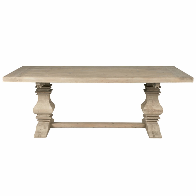 Pemberly Row Reclaimed Pine Extension Dining Table in Smoke Gray