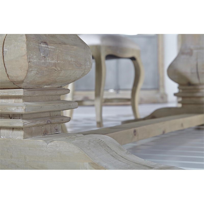 Pemberly Row Reclaimed Pine Extension Dining Table in Smoke Gray