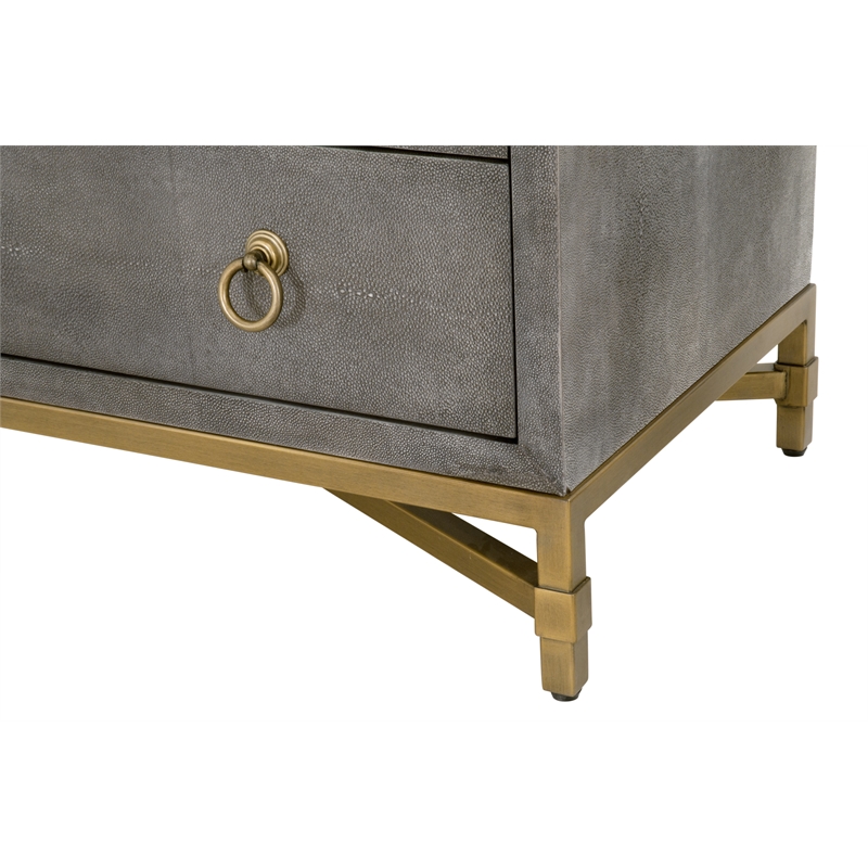 Pemberly Row 3-Drawer Faux Shagreen Resin Nightstand in Gray