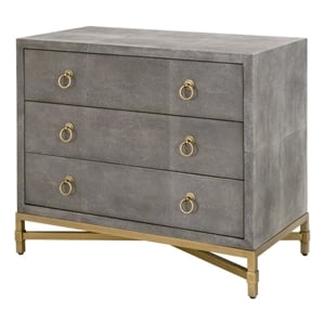 Pemberly Row 3-Drawer Faux Shagreen Resin Nightstand in Gray