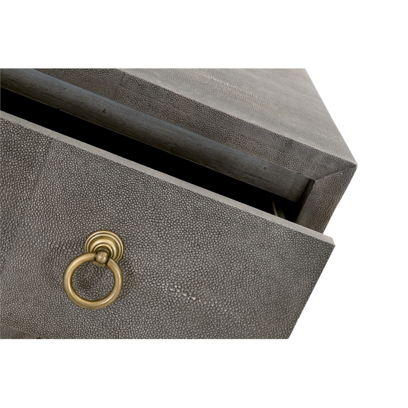Pemberly Row 3-Drawer Faux Shagreen Resin Nightstand in Gray