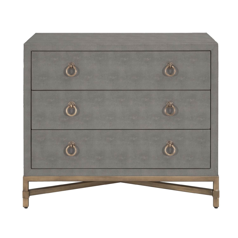 Pemberly Row 3-Drawer Faux Shagreen Resin Nightstand in Gray