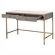Pemberly Row Contemporary 2-Drawer Faux Shagreen Resin Desk in Gray/Gold