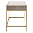 Pemberly Row Contemporary 2-Drawer Faux Shagreen Resin Desk in Gray/Gold