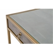 Pemberly Row Contemporary 2-Drawer Faux Shagreen Resin Desk in Gray/Gold