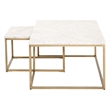 Pemberly Row Marble Veneer Nesting Coffee Table in White/Gold