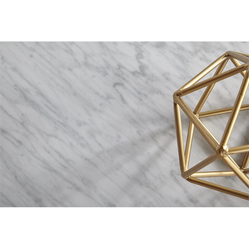 Pemberly Row Marble Veneer Nesting Coffee Table in White/Gold